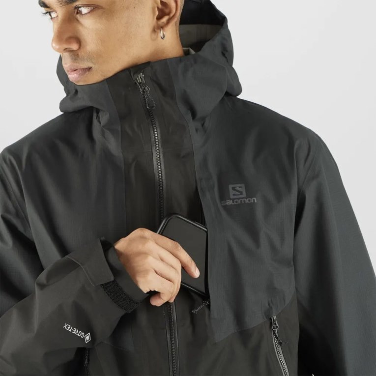 Salomon Outline GTX Hybrid Waterproof Men's Shell Jackets Black | CA 27M51